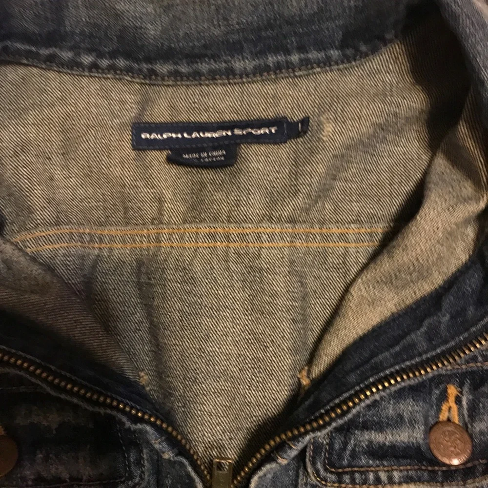 Ralph Lauren Sport Jean Jacket women’s Large distressed 3/4 sleeve - Picture 7 of 12